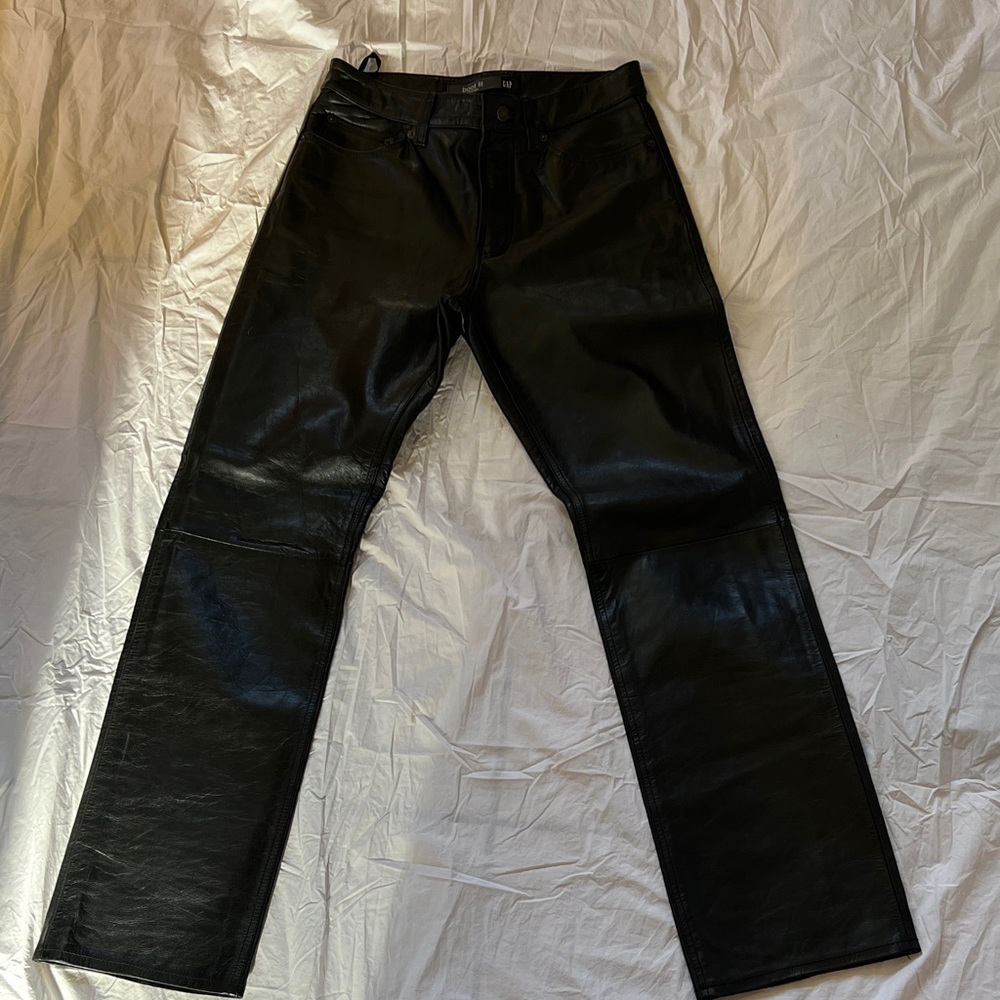 GAP Women's Black Leather Flare Pants